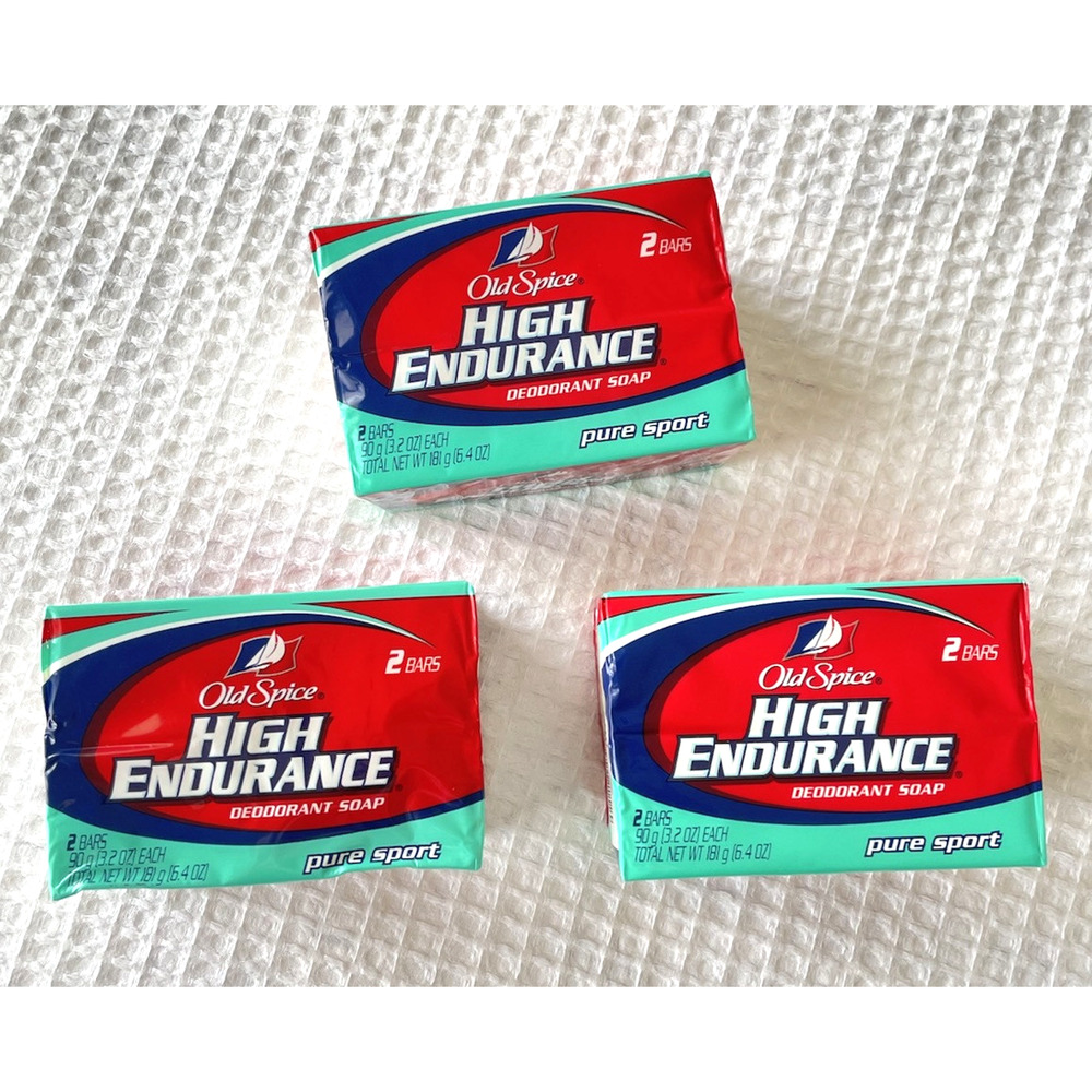 Old Spice High Endurance Deodorant Soap Pure Sport Edition 6 Bars Total